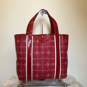 Kate Spade cherry red Eddie Waverly Place dot Noel tote bag